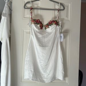 White silk dress, mini
